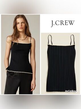 J. Crew Square Neck Pleated Tank Top
